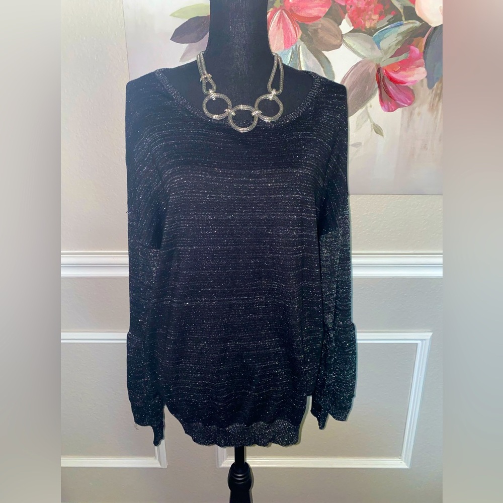 Olivia Sky Black Crew & Scoop Necks Sweater || Size 2X